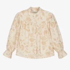 Girls Beige Floral Crêpe Chiffon Blouse
