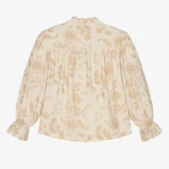 Girls Beige Floral Crêpe Chiffon Blouse