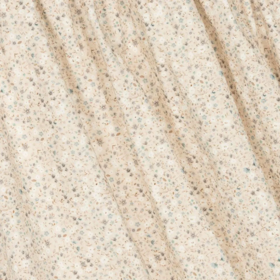 Girls Beige Floral Print Cotton Dress