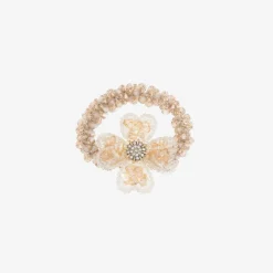 Girls Beige Flower Hair Elastic (4cm)