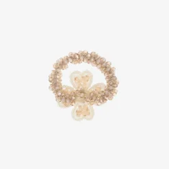 Girls Beige Flower Hair Elastic (4cm)