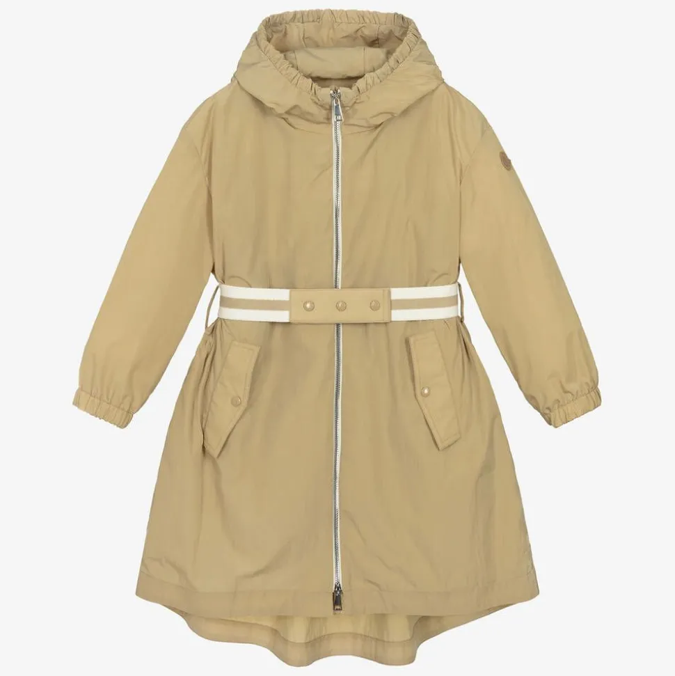 Girls Beige Hooded Aloysha Coat