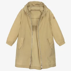 Girls Beige Hooded Aloysha Coat