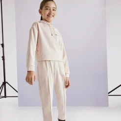 Girls Beige Hooded Tracksuit