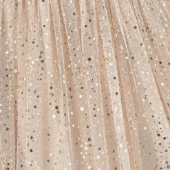 Girls Beige Jersey & Tulle Dress