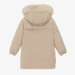 Girls Beige Padded Coat