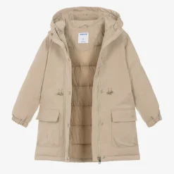 Girls Beige Padded Coat