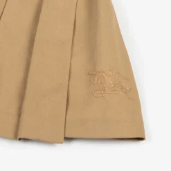 Girls Beige Pleated Twill Skirt