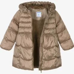 Girls Beige Puffer Coat