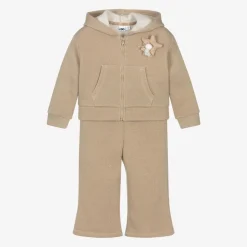 Girls Beige Sparkle Star Tracksuit
