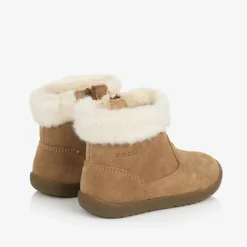 Girls Beige Suede Leather Boots