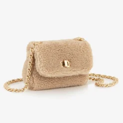 Girls Beige Teddy Fleece Bag (12cm)