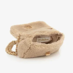 Girls Beige Teddy Fleece Bag (12cm)