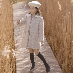 Girls Beige Tweed Coat