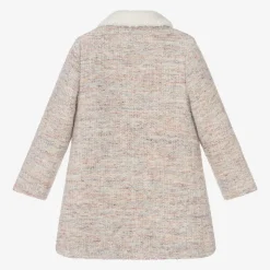 Girls Beige Tweed Coat