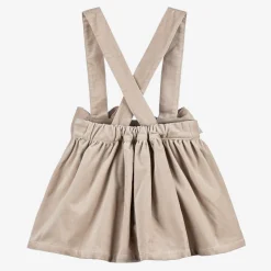Girls Beige Velvet Skirt