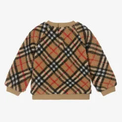 Girls Beige Vintage Check Fleece Sweatshirt