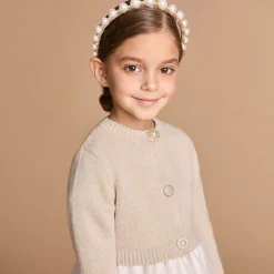 Girls Beige Wool & Cashmere Cardigan