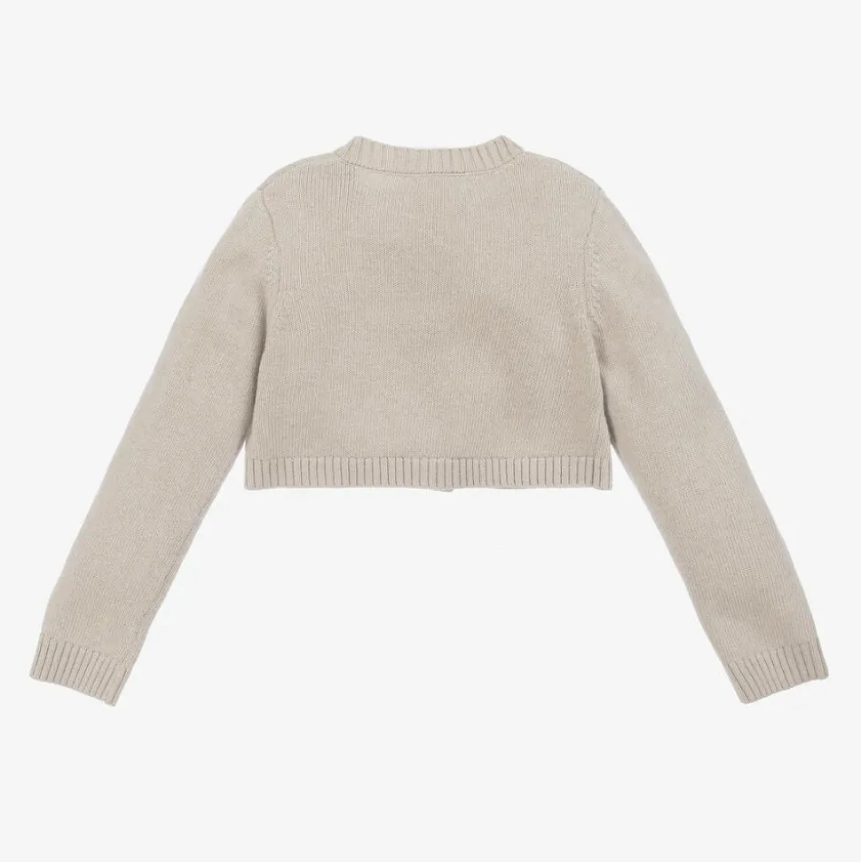 Girls Beige Wool & Cashmere Cardigan