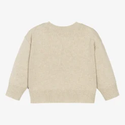 Girls Beige Wool Knit Sweater