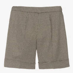 Girls Black & Gold Houndstooth Shorts