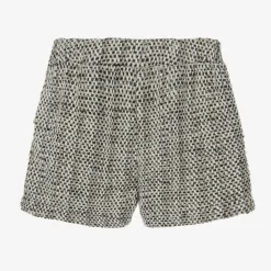 Girls Black & Ivory Tweed Shorts