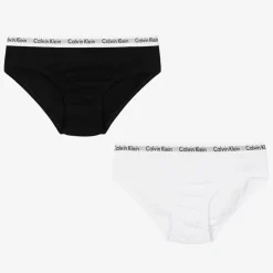 Girls Black & White Cotton Knickers (2 Pack)
