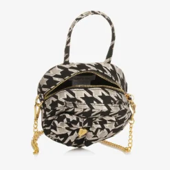 Girls Black & Silver Houndstooth Bag (15cm)