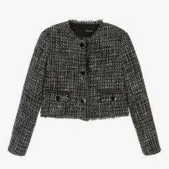 Girls Black Bouclé Tweed Jacket