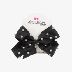 Girls Black Bow Hair Clip (11cm)