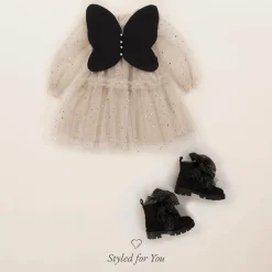 Girls Black Butterfly Dress-Up Top
