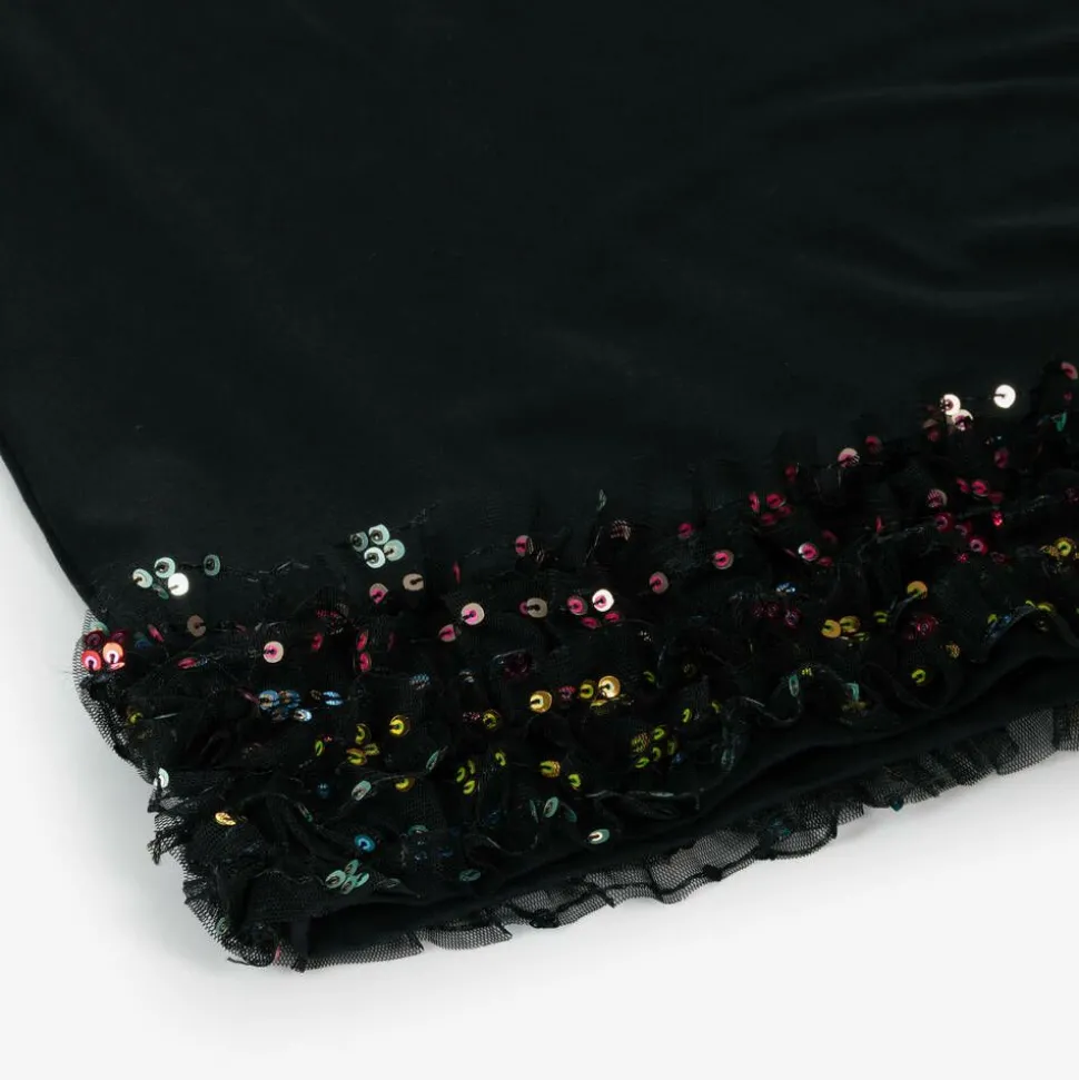 Girls Black Cotton Handbag Print Dress