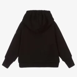 Girls Black Cotton Logo Hoodie