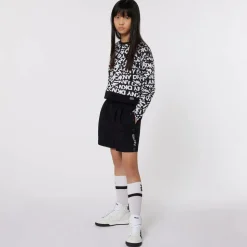 Girls Black Cotton Rhinestone Shorts