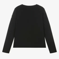 Girls Black Cotton Teddy Top