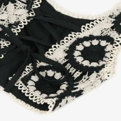 Girls Black Cropped Crochet Top