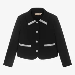 Girls Black Crêpe Diamanté Blazer