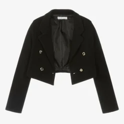 Girls Black Crêpe Jersey Cropped Blazer