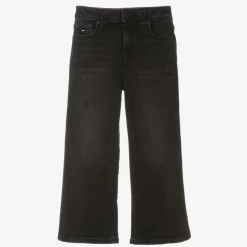 Girls Black Denim Wide-Leg Mabel Jeans