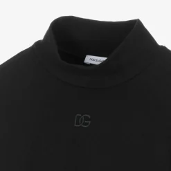 Girls Black DG Cotton Turtleneck Top