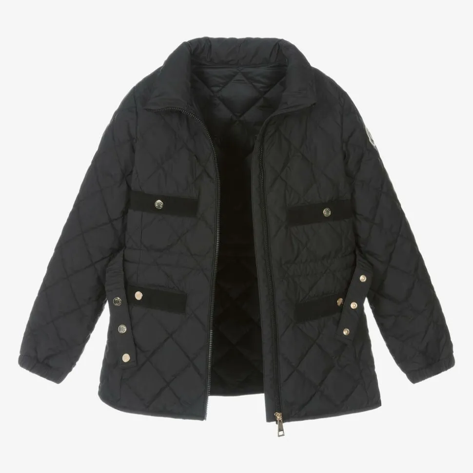 Girls Black Down Quilted Philanta Jacket