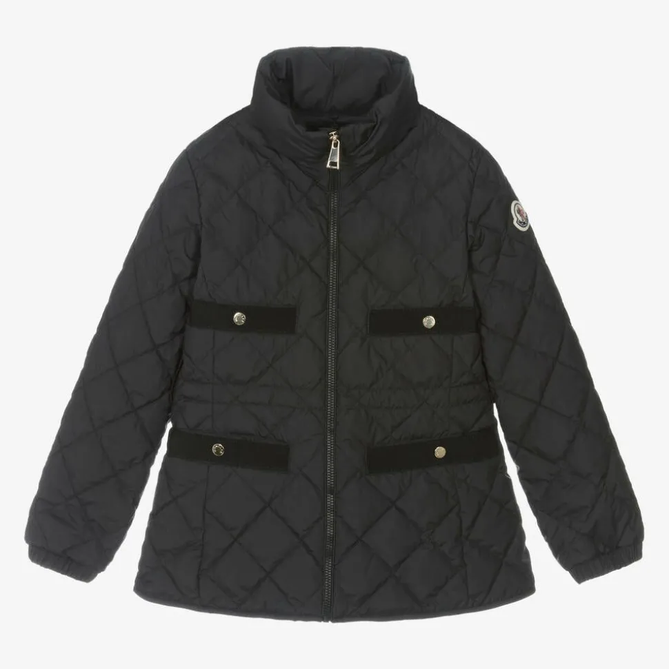 Girls Black Down Quilted Philanta Jacket