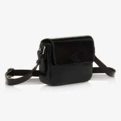 Girls Black Faux Leather Handbag (20cm)