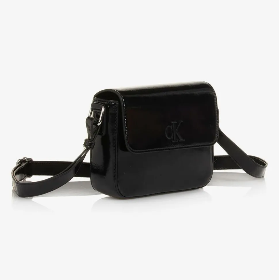 Girls Black Faux Leather Handbag (20cm)