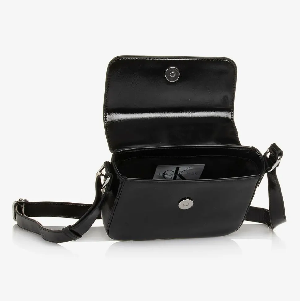 Girls Black Faux Leather Handbag (20cm)