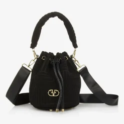 Girls Black Felted Fabric Bag (27cm)