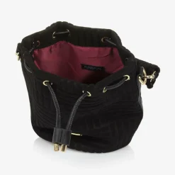 Girls Black Felted Fabric Bag (27cm)