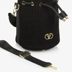 Girls Black Felted Fabric Bag (27cm)