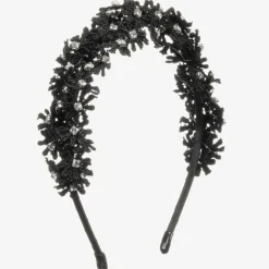 Girls Black Floral Hairband