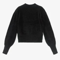 Girls Black Fluffy Knit Sweater
